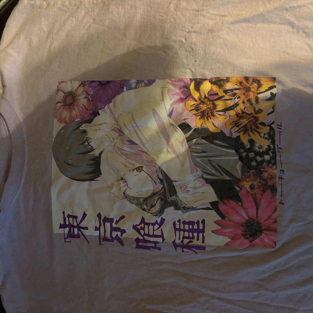 Anime Graphic T-Shirt with Floral Design